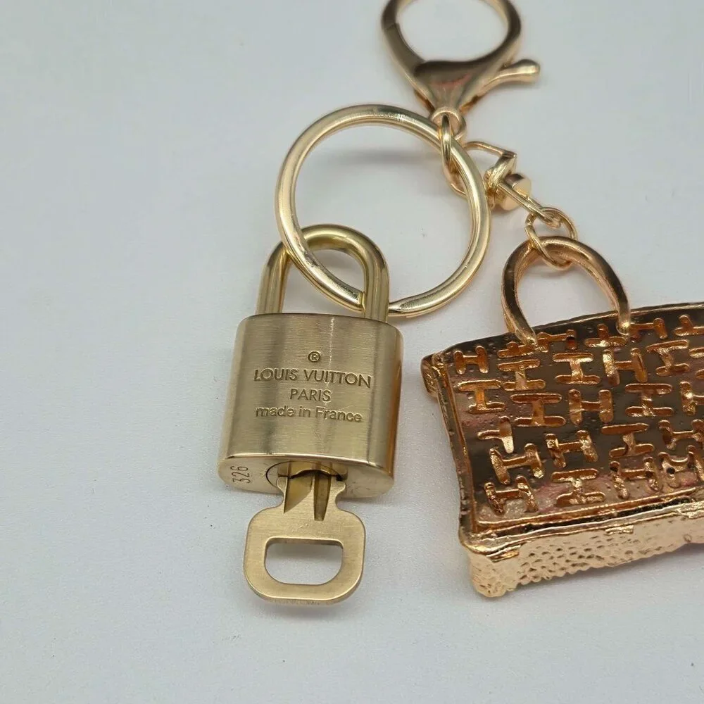 Authentic LV Gold Padlock & Key Set ✨ Luxury Bag Charm w/ Unbranded Bag Keychain